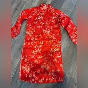 Lunar new year little girls Chinese dress red & gold